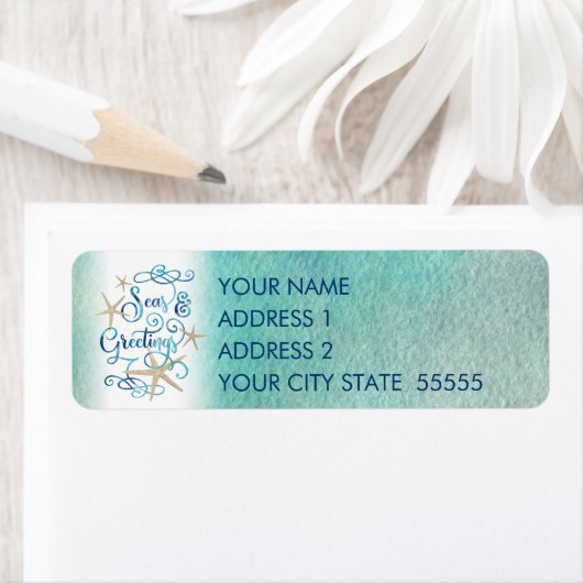 Étiquette Tropical "Bonnes Fêtes" Starfish (En situation)