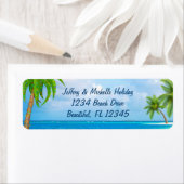 Étiquette Tropical Christmas Holiday Palm Tree Beach Adresse (En situation)