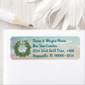 Étiquette Tropical Christmas Wreath Ocean Skinny Adresse (En situation)