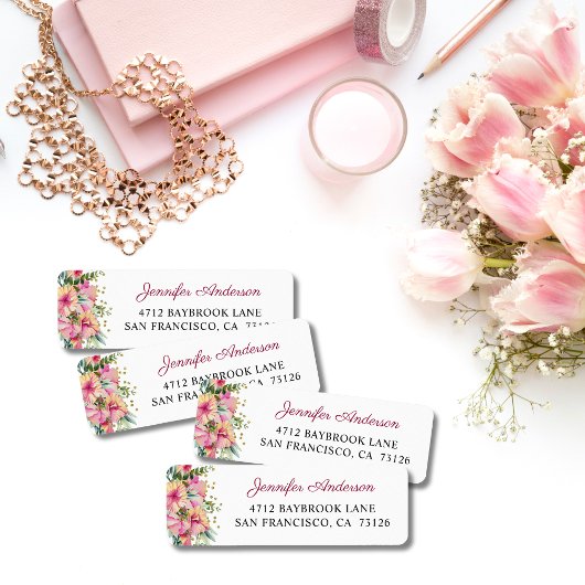 Étiquette Tropical Floral Adresse de retour