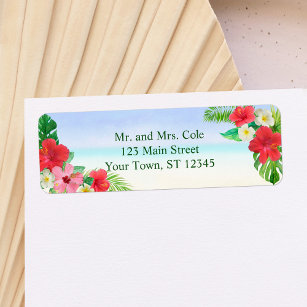 Étiquette Tropical Floral Beach Wedding Adresse de retour