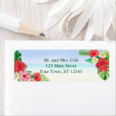 Étiquette Tropical Floral Beach Wedding Adresse de retour (En situation)