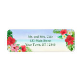 Étiquette Tropical Floral Beach Wedding Adresse de retour (Devant)