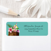 Étiquette Tropical Floral & Coconut B Green V2 Adresse de re (En situation)