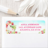 Étiquette Tropical Floral Hawaiian Birthday Luau Address Lab (En situation)