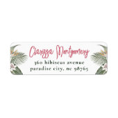 Étiquette Tropical Floral Modern Summer Adresse de retour (Devant)