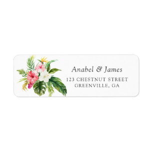 Étiquette Tropical Floral Palm Banana Feuille Adresse Mariag