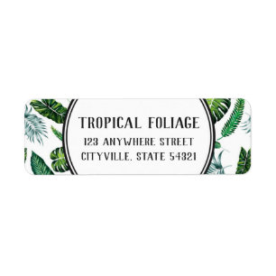 Étiquette Tropical Foliage Palm Feuille Plantes Retour Adres