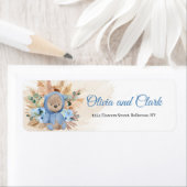 Étiquette Tropical garçon en peluche ours pampas herbe fleur (En situation)