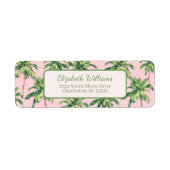 Étiquette Tropical Green Palm Trees on Pink Adresse de retou (Devant)