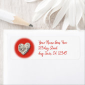 Étiquette Tropical Hawaii Coral Heart Red Script Adresse (En situation)