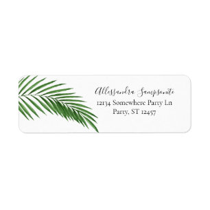 Étiquette Tropical Hawaiian Feuilles White Return Adresse :
