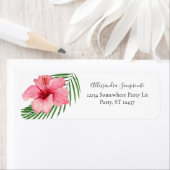 Étiquette Tropical Hawaiian Floral White Adresse de retour (En situation)