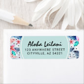 Étiquette Tropical Hawaiian Hibiscus & Palm Adresse de retou (En situation)