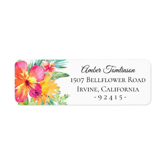 Étiquette Tropical Island Floral Adresse de retour (Devant)