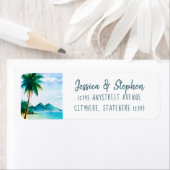 Étiquette Tropical Island Painting Beach Adresse de retour (En situation)
