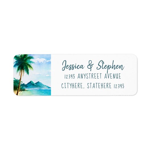 Étiquette Tropical Island Painting Beach Adresse de retour (Devant)