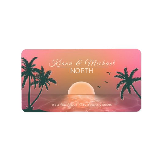 Étiquette Tropical Isle Sunrise Mariage Pink ID581 (Devant)