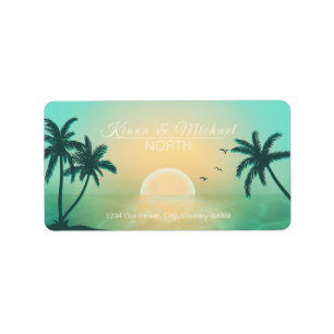 Étiquette Tropical Isle Sunrise Mariage Turquoise ID581