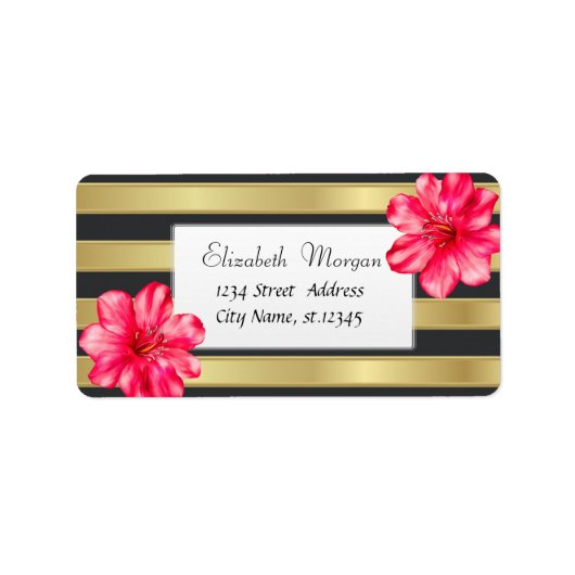 Étiquette Tropical moderne, Hibiscus Gold Stripe (Devant)