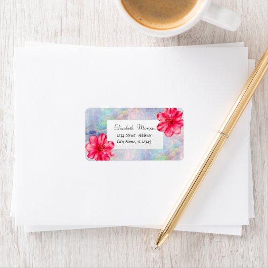 Étiquette Tropical moderne, Hibiscus Opal (En situation)