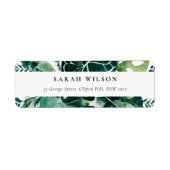 Étiquette Tropical Monstera Green Foliage Adresse Leafy (Devant)