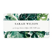 Étiquette Tropical Monstera Green Foliage Leafy Adresse Labe (Devant)