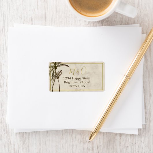 Étiquette Tropical Palm Tree élégant Mariage rustique modern (En situation)