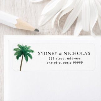 Étiquette Tropical Palm Tree Minimal Wedding Return Address