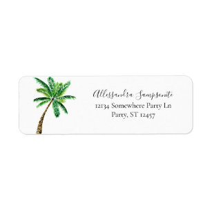 Étiquette Tropical Palm Tree White Adresse de retour