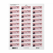 Étiquette Tropical Palm Trees & Lights Pink Beachy Beach (Feuille entière)