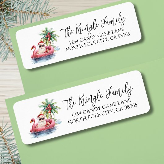 Étiquette Tropical Père Noël - Adresse de retour de Noël