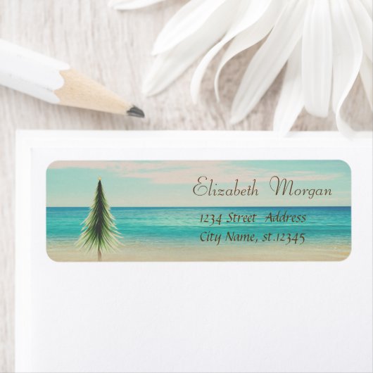 Étiquette Tropical, Pin de Noël, Plage (En situation)