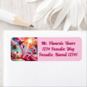 Étiquette Tropical Pink Flamants roses Palm Trees Adresse de (En situation)