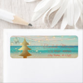 Étiquette Tropical, Plage, Arbre de Noël Or, Snowflakes (En situation)