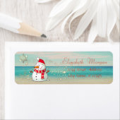 Étiquette Tropical, Plage, Snowman, Snowflakes (En situation)