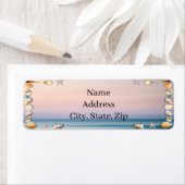 Étiquette Tropical Sandy Beach And Seashells Adresse (En situation)