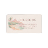 Étiquette Tropical Sunset Island Beach Watercolor Wedding (Devant)