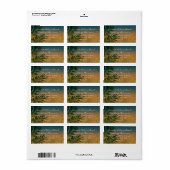 Étiquette Tropical Sunset Palm Fronds (Feuille entière)