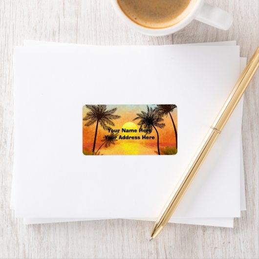 Étiquette Tropical Sunset Return Address Label (En situation)