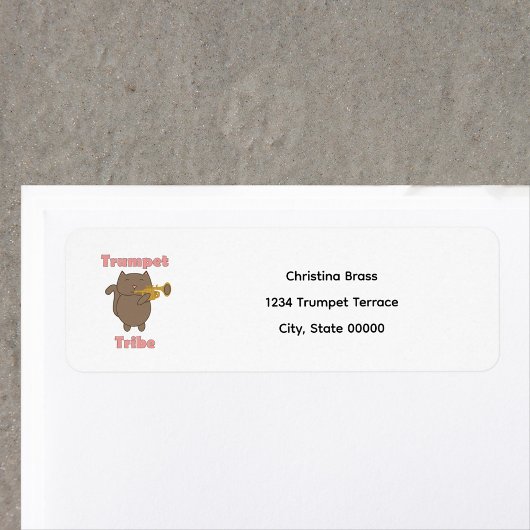 Étiquette Trumpet Tribe Cat Personalize Return Address
