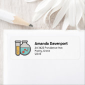 Étiquette Tube d'essai de chimie et adresse du bécher (En situation)