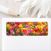 Étiquette Tulières rouges rose jaune (En situation)