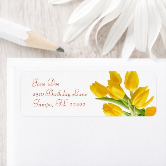 Étiquette Tulipe jaune (En situation)
