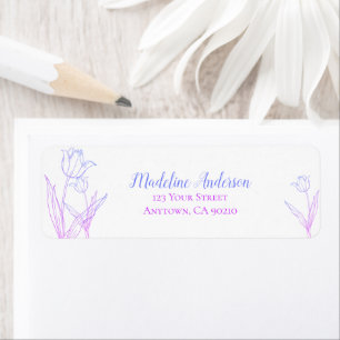 Étiquette Tulipes à ressort bleu violet Ombre Adresse de r