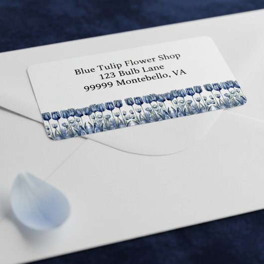Étiquette Tulipes dans Delft Blue personnalisable