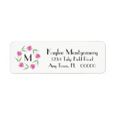 Étiquette Tulipes d'aquarelle rose cadrage initial (Devant)