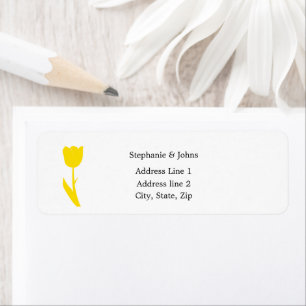 Étiquette Tulipes florales jaunes Blanc Simple Élégant Per