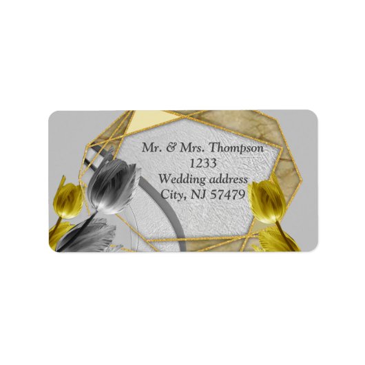 Étiquette Tulipes gris et jaunes sur texture (Devant)