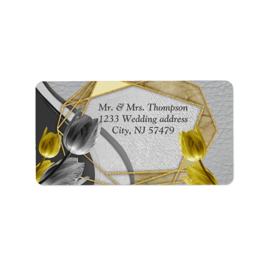 Étiquette Tulipes gris et jaunes sur texture (Devant)